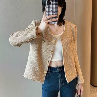 beige พร้อมส่ง แขนยาว คาร์ดิแกน แจ็คเก็ต ผู้หญิง อ๊อฟ รูปแบบอ่อนโยน ความสะดวกสบาย เหมาะสําหรับการสวมใส่ทุกวัน