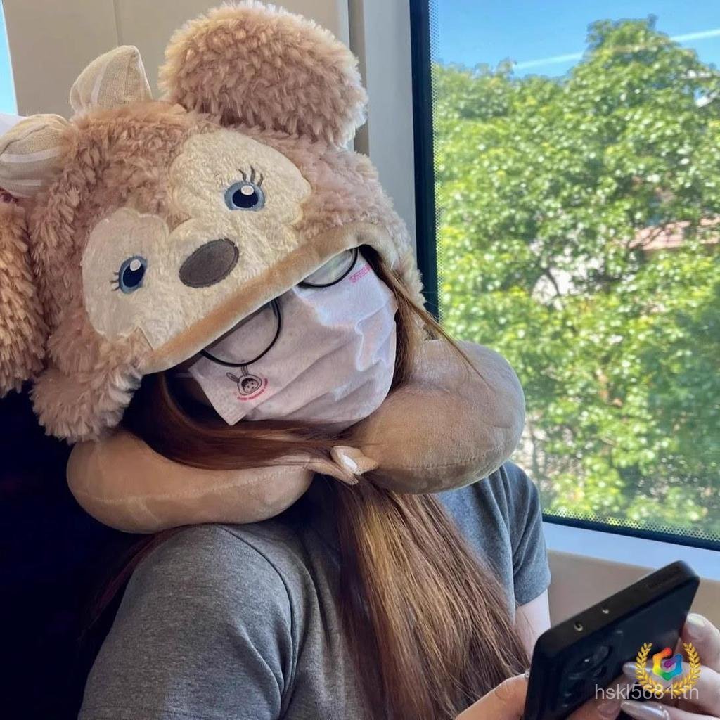 Rose Nap หมอนคอสนับสนุนสํานักงาน U-Shaped หมอน Hooded น่ารัก Travel U-Shaped หมอนแบบพกพาหอพักนักเรีย