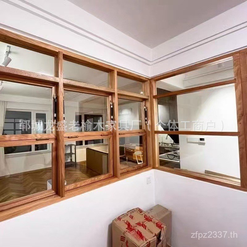 แก้วเก่า Elm กาแฟพับ Upturned หน้าต่างนมชา Shop กรอบไม้ประตูหน้าต่าง Windows ไม้เนื้อแข็ง Retro Infl