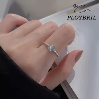 PLOYBRIL✨แหวนเงินแท้ Luna Orb แหวนมูนสโตนทรงกลม 925แท้ ดีไซน์พระจันทร์เต็มดวง ปรับขนาดได้ แหวนมงคล J005