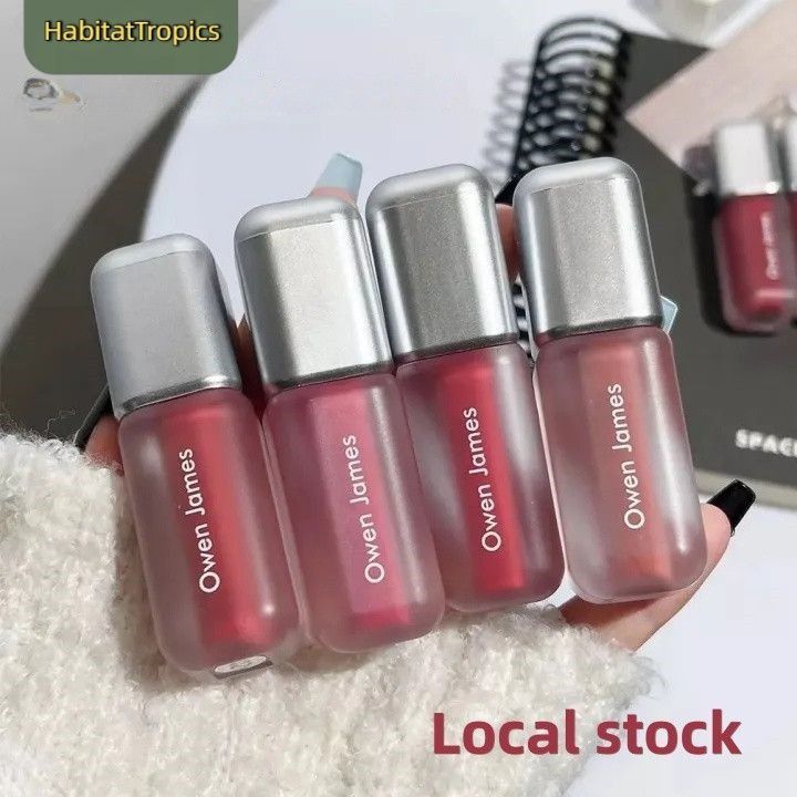 【จัดส่งในประเทศ】 【สินค้าพร้อมส่งในประเทศ】ลิปกลอสเนื้อแมทกำมะหยี่ติดทนนานของ Owen James สูตรธรรมชาติ 