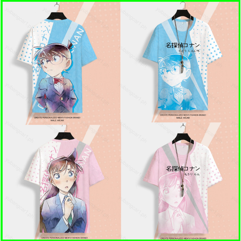 เสื้อยืดอนิเมะ Detective Conan สำหรับทุกเพศ แบบคอสเพลย์ Character Conan & Ran แขนสั้น สไตล์คัสual