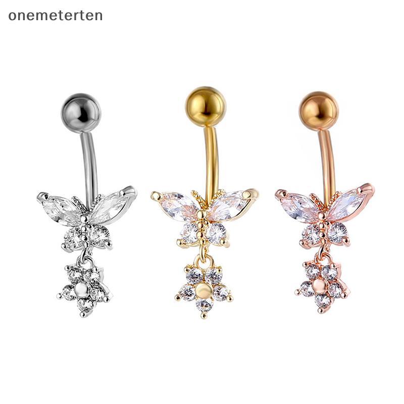 Rten Zircon Crystal Piercing Surgical Steel Navel Piercing Belly Button Ring N