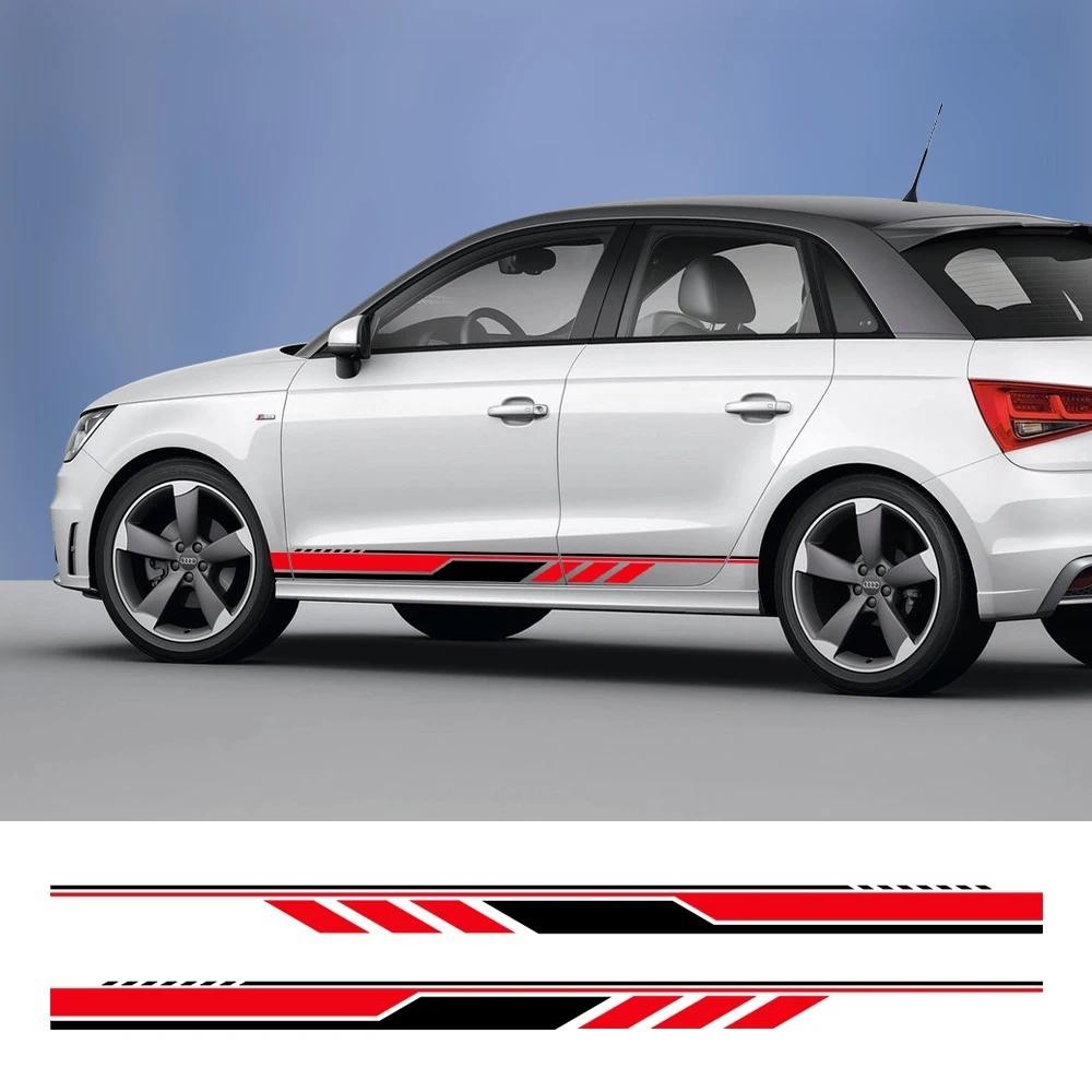 สติกเกอร์รถลายประตูด้านข้างกระโปรงลายรูปลอกสําหรับ Audi A1 8X GB GBA Sportback Quattro Ego Plus TFSI
