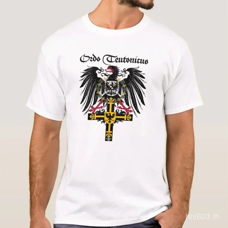 เสื้อยืดผ้าฝ้ายแขนสั้นแบบมังงะ Teutonic Knights Emperor Eagle Cross เหมาะสำหรับหนุ่มๆ ไซส์ S-5XL