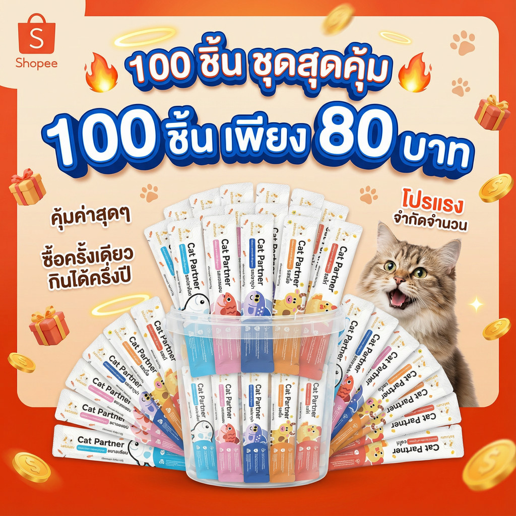 คุ้มที่สุด!⚡️ [ยกลัง 100 ซอง] Ketzuzu ขนมแมวเลีย 17g เนื้อเนียนนุ่ม สารอาหารครบ สำหรับแมวทุกสายพันธุ์