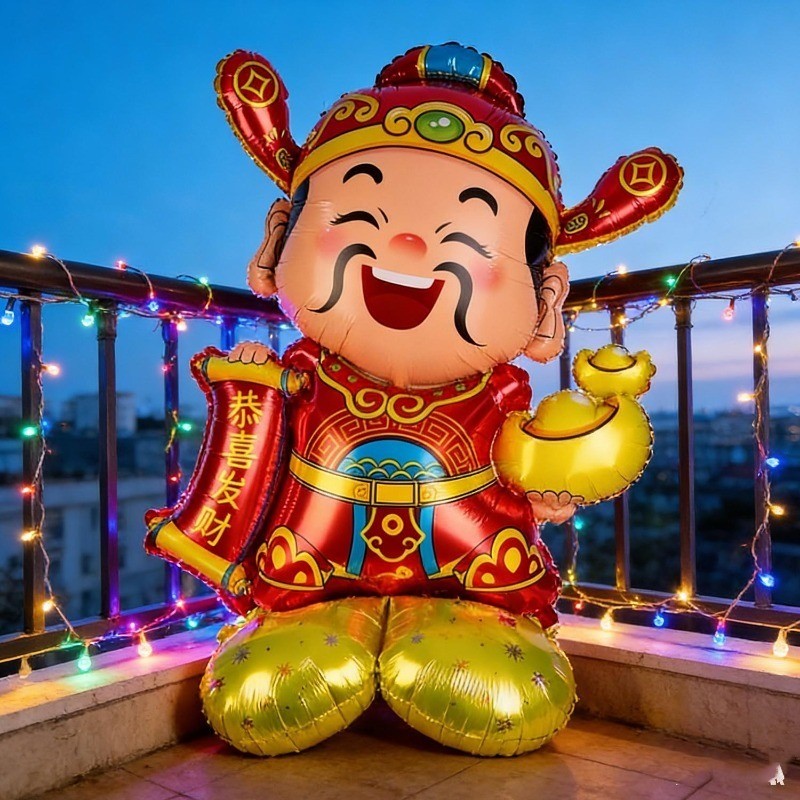 เทศกาลฤดูใบไม้ผลิจีนธีมบอลลูนยืน 3 มิติ-2026ม้าปีอวยพรโชคดีลูกโป่งอลูมิเนียมฟอยล์ - รูปที่ 4