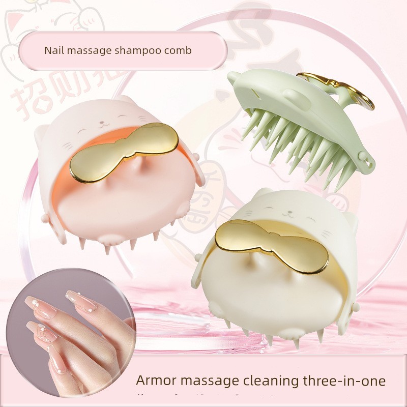 แปรงสระผม konvy แปรงสระผม ทําเล็บมือเฉพาะซิลิโคนแชมพูแปรงนวดหวีหนังศีรษะทําความสะอาดแชมพูเครื่องมือท