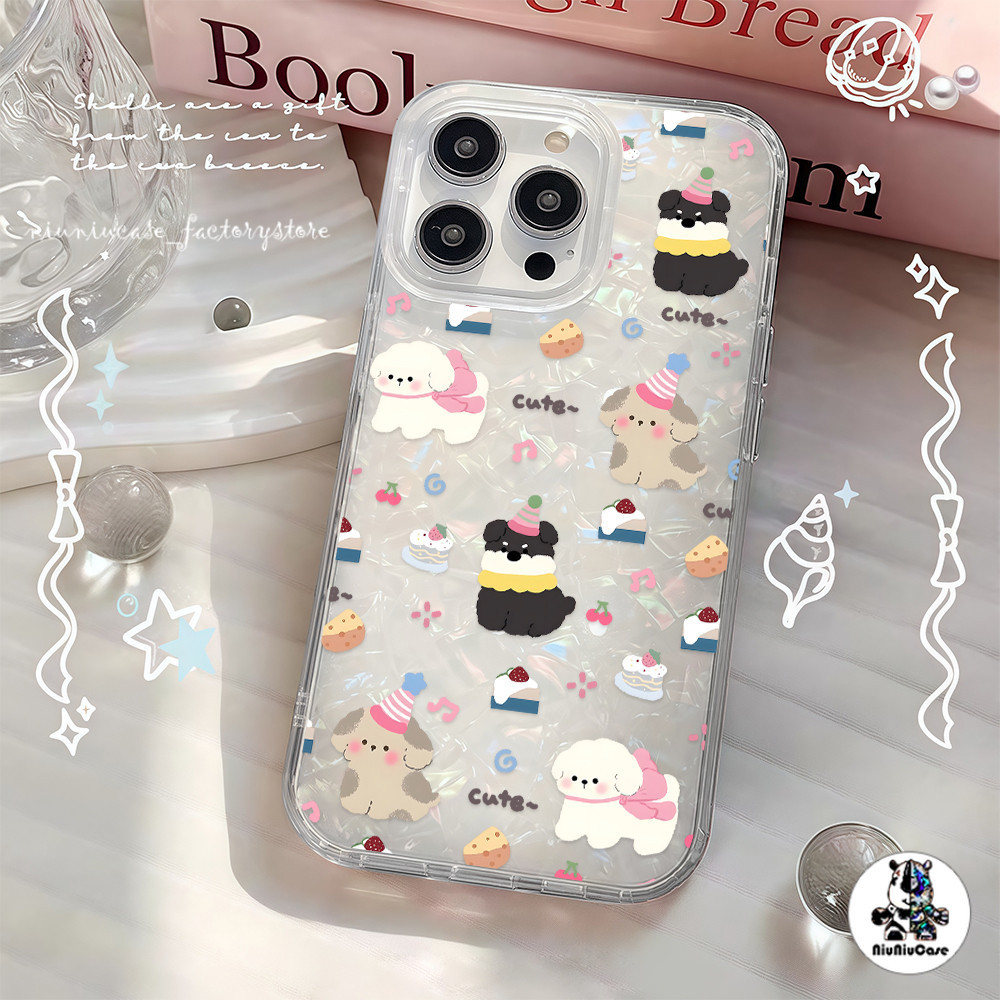 สำหรับ เคสไอโฟน17 เคส เค้กลูกสุนัข ลายเปลือกหอย For IPhone 13 16 14 12 11 15 17 Pro Max XR XS X 7 8 16Plus เคสไอโฟนสวยๆ