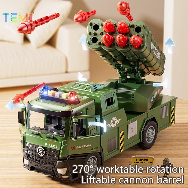 TEMI โลหะผสม Die Cast ทหารของเล่นรถบรรทุกขีปนาวุธ Rocket Launcher รุ่นเด็กของขวัญ