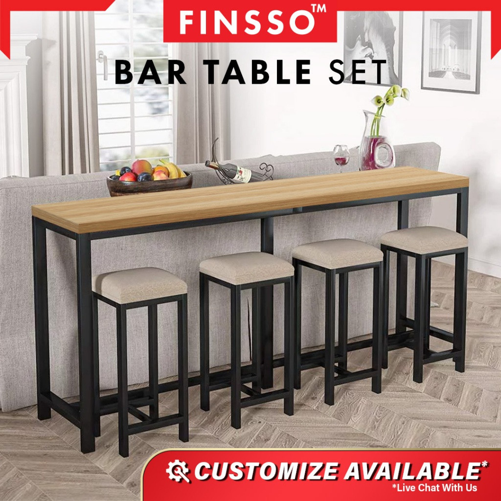 [READY STOCK] FINSSO: 120cm or 160cm x 40cm Bar Table & 2 High Bar Stool / Long Table/ console table