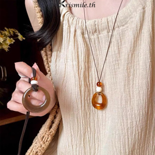 COD-ในไทย💖จี้สร้อยคอนูนเรขาคณิตทรงวงกลมกลวงสไตล์ย้อนยุคชาติพ…