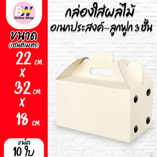 กล่องใส่ผลไม้ อเนกประสงค์ ลูกฟูก 3 ชั้น ขนาด 22x32x18cm 5 kg. (แพ็ค 10 ใบ)