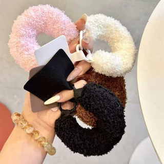 เหมาะสําหรับโทรศัพท์มือถือทุกรุ่น น่ารักสีสัน Doughnut Letter Plush เคสโทรศัพท์สายคล้องกระเป๋าถือ