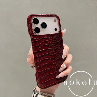 เหมาะสําหรับ แอปเปิล 17 เคสโทรศัพท์ลายจระเข้สีส้ม ไอโฟน 17 โปรแม็กซ์ ผิวมัน 16มือโปร ป้องกันการตก 15 ง่าย 14/13/12/11 ครึ่งแพ็คเคสกระจายความร้อน