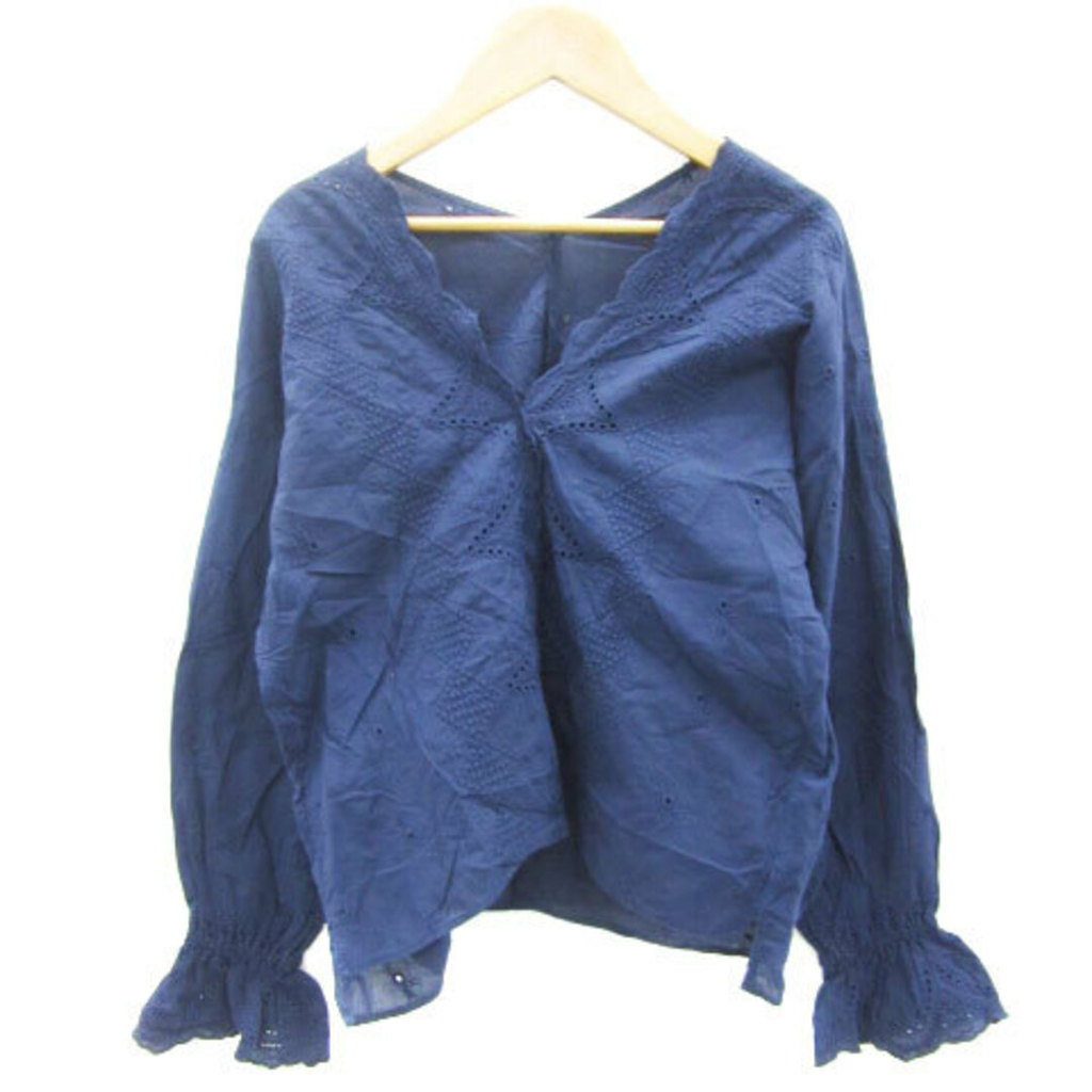 ViS Blouse Tshirt v-neck Lace Long sleeves navy Direct from Japan Secondhand
