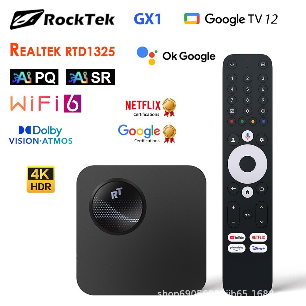 RockTek GX1 UHD Google TVBox Netfix ได้รับการรับรองจาก Googl