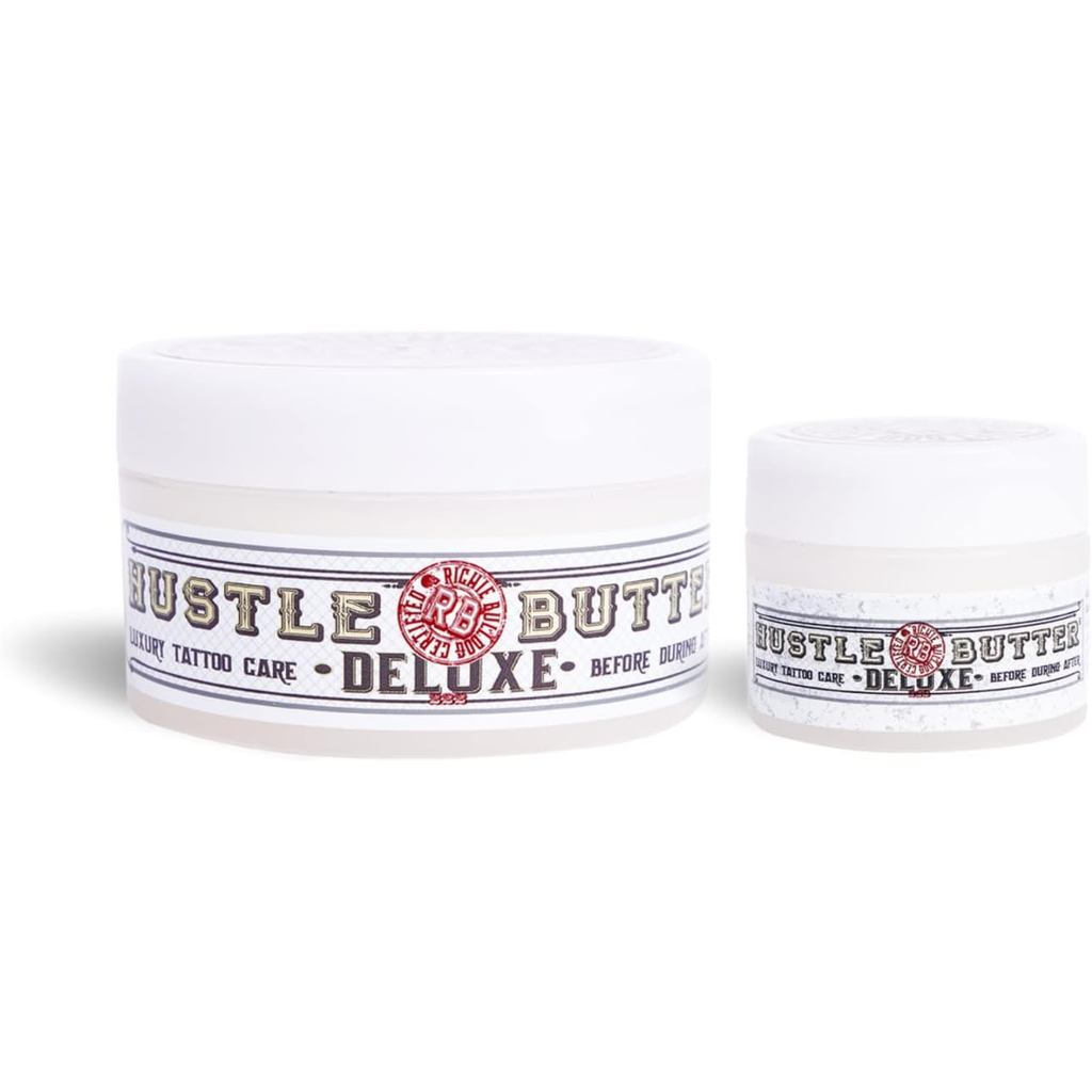 HustleButter Tattoo Care Cream5ounce ขนาดครัวเรือนและขนาดเดินทาง 1ounce ใช้สําหรับรักษารอยสักใหม่และ