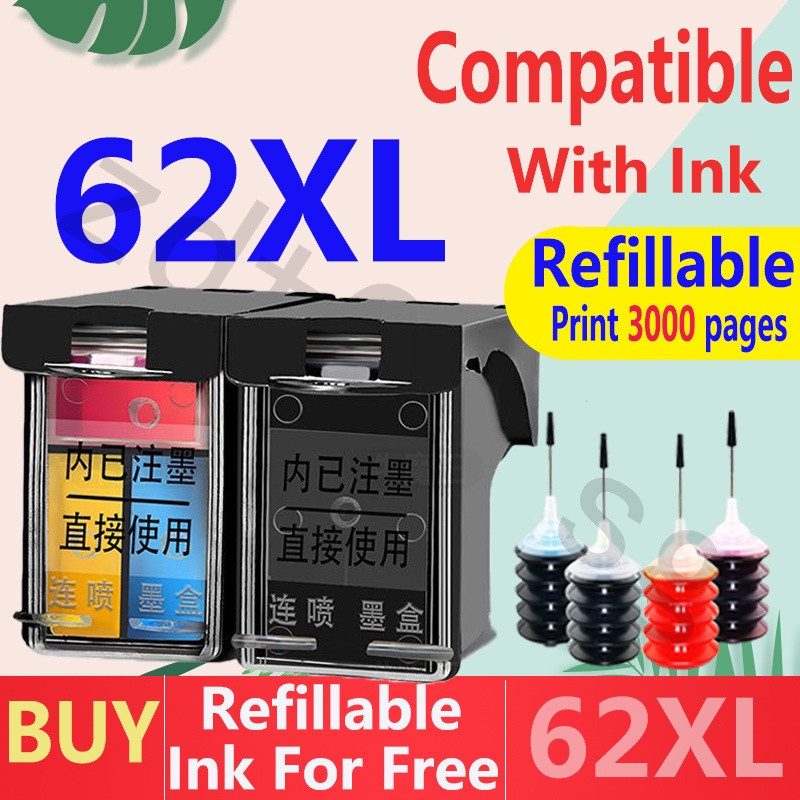 Hp 62xl ตลับหมึก hp62xl hp 62 xl เติม filterabe ใช้งานร่วมกับ 5545 5640 5642 5540 5542 5544 8040 804
