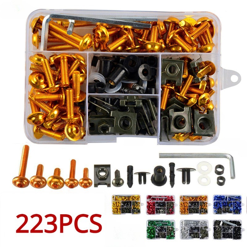 223pcs Complete Fairing Bolts Kit Fastener คลิปสกรู Nut ชุด Fit สําหรับ YZFR1/R3/R6 R25 FZ1/6/8 MT N
