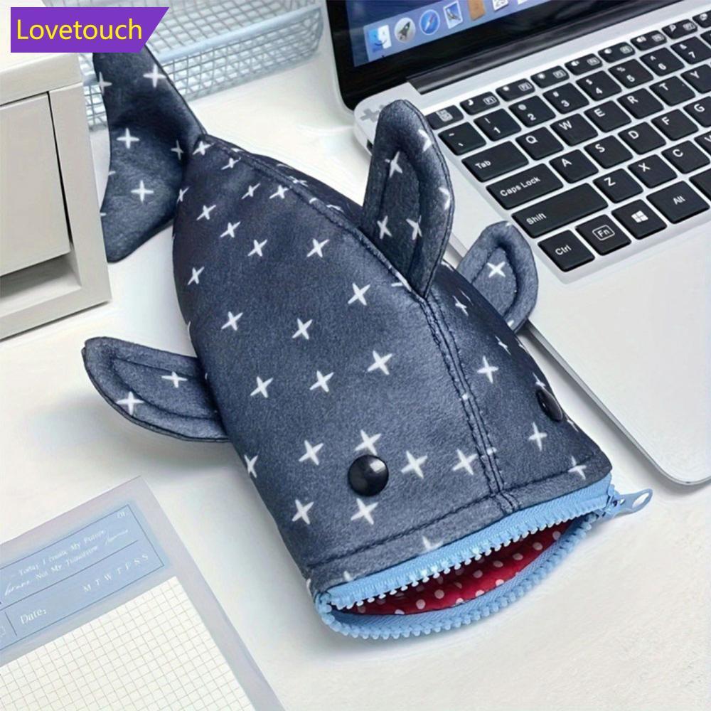 LOVETOUCH น่ารัก Shark ดินสอขนาดใหญ่ความจุ Multifunctional Shark ปากซิปกระเป๋าดินสอผ้าใบสัตว์เครื่อง