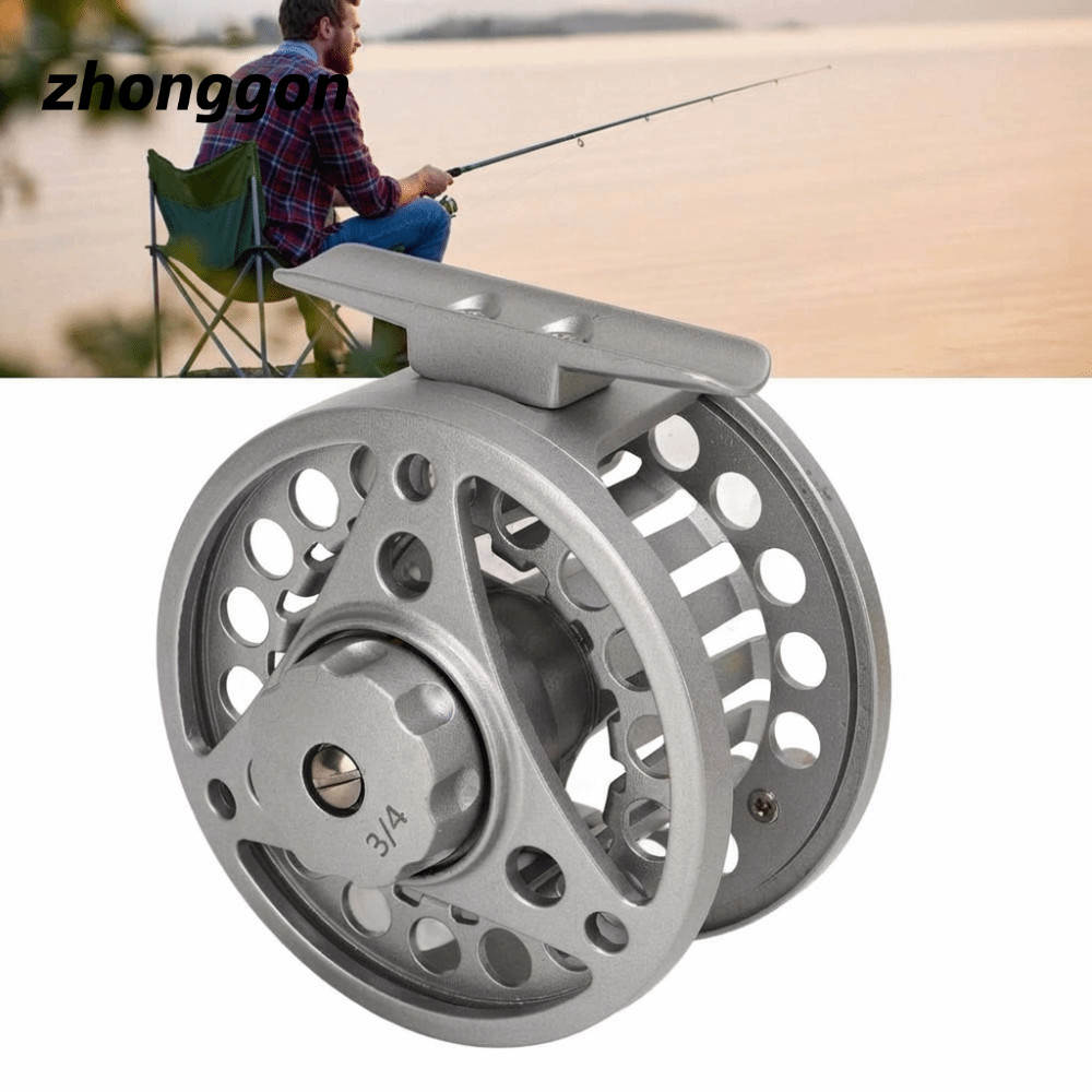 ZHONGGON667 Full Metal Fly Reel, ซ้ายขวามืออลูมิเนียม Fly Fishing Reel, ทนทานเงิน 3/4WT ขนาดใหญ่ Arb