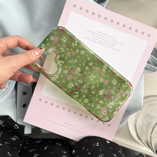 สําหรับIphone Case 17 Pro Max 16 Pro Max 15 Pro Maxสีเขียวสีชมพูสีม่วงดอกไม้เคสโทรศัพท์