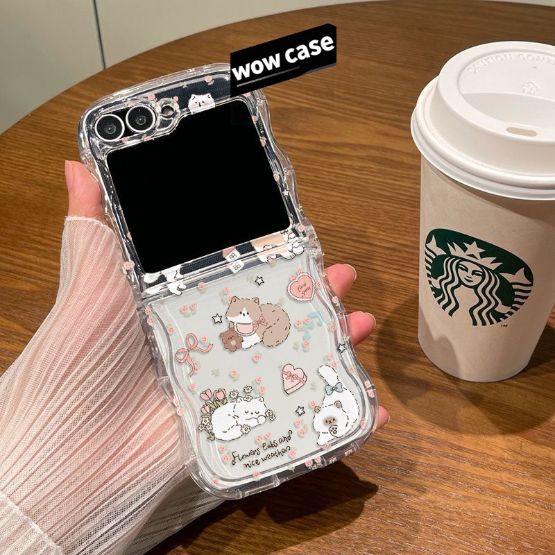 พร้อมส่งจากไทย !  เคสฟลิปใสแข็งแบบไม่มีมุมขอบ กันกระแทกดีเยี่ยม for Samsung Galaxy  Flip6 Flip5 Flip4  Flip3