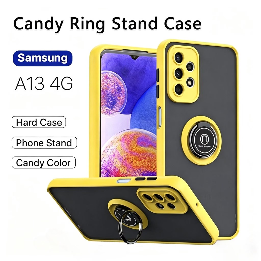 เคสโทรศัพท์หรูหราเหมาะสําหรับ Fo Samsung A13 4G 5G A23 A33 A53 A73 5Gปลอกแหวนอะคริลิคแข็งขาตั้งปลอกก