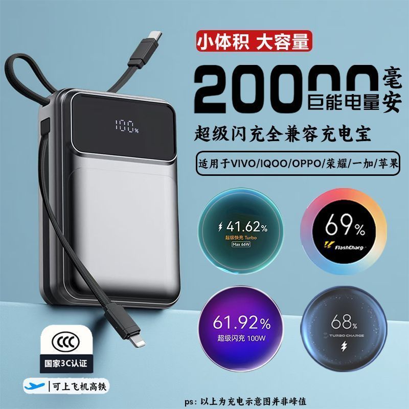 Le Climb Full Protocol มาพร้อมสายเคเบิล Type-c/Apple Power Bank รุ่นมินิ เหมาะสําหรับ VIVO/IQOO/Hono