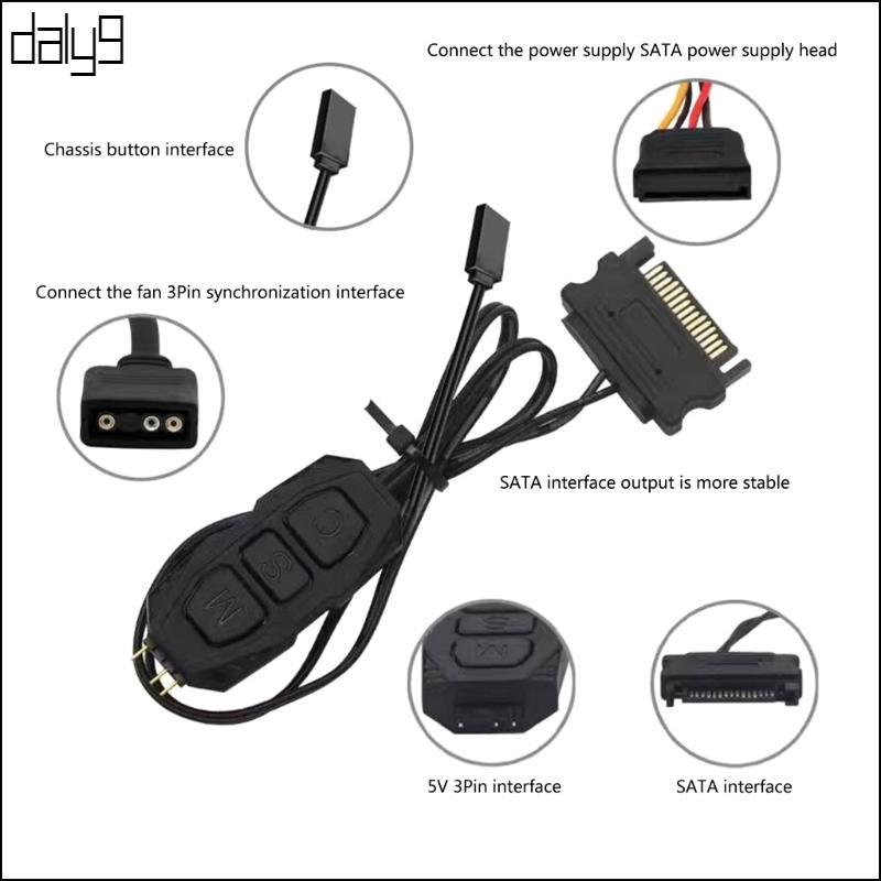 Dal ARGB Controller 5V 3Pin ARGB Controller แหล่งจ่ายไฟแถบไฟรีโมทคอนโทรล ARGB Sync Controller สาย