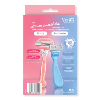 Gillette ยิลเลตต์ วีนัส สมูธ ดูอัล แพ็ค อินทิเมต 1 ชิ้น+คอมฟอร์ท ไกลด์ ไวท์ ที 1 ชิ้น