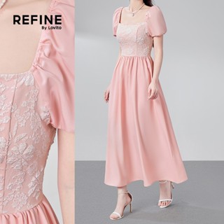 (Refine by Lovito) เดรสลําลอง ซิปผ้าแจ็คการ์ด เย็บลายเท็กซ์เ…