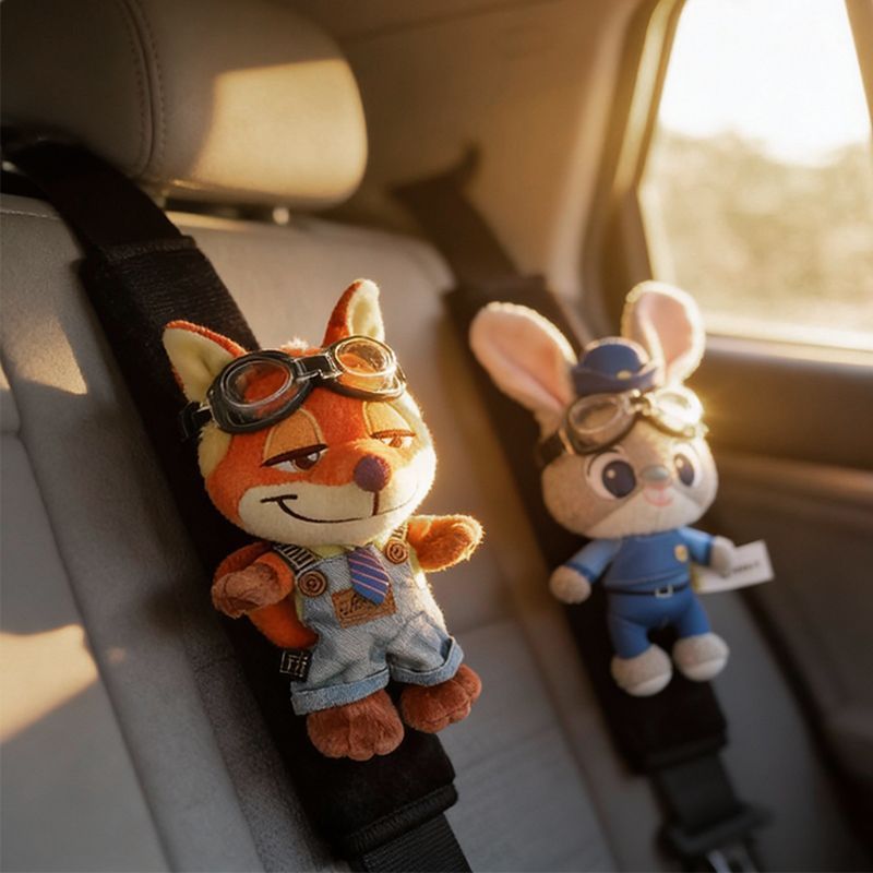 Car Crazy Animal City Judy Nick Seat Belt Shoulder Cover Car Seat Belt Interior Cute Couple