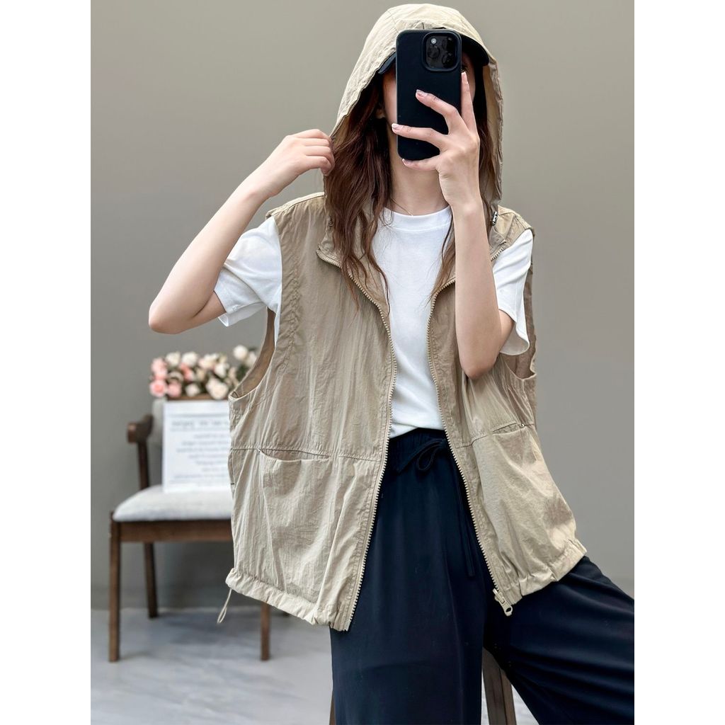 Unisex Baggy Vest Cargo Vest เสื้อกั๊กยุทธวิธีเครื่องมือกระเป๋าขนาดใหญ่แขนกุดหลวมด้านนอกแฟชั่นเกาหลีคู่ชุด Hip Hop กระเป๋าหลายกระเป๋าแจ็คเก็ตยุทธวิธีอเนกประสงค์