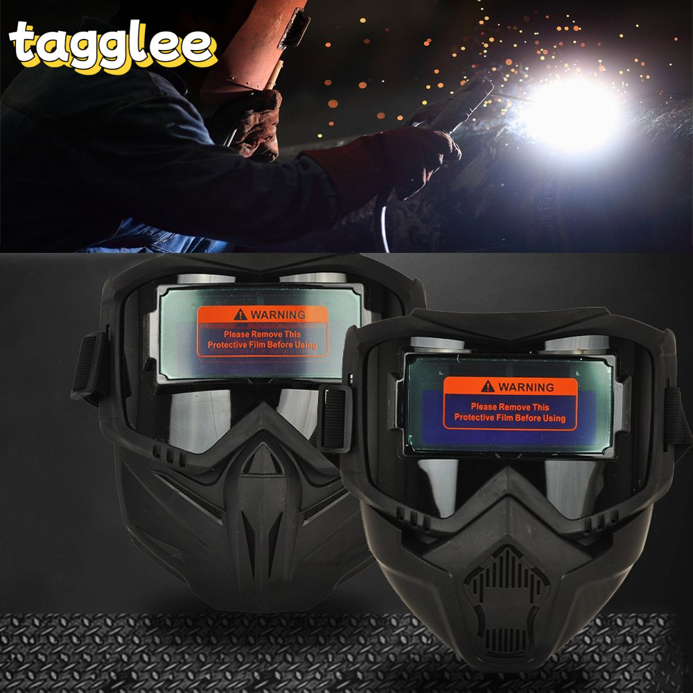 TAGGLEE เครื่องเชื่อม,แว่นตาเชื่อมปรับแสงอัตโนมัติแบบปรับได้,คุณภาพสูงที่ถอดออกได้แยกประเภททนต่อแรงกระแทกป้องกันใบหน้าทํางานอุปกรณ์ป้องกัน