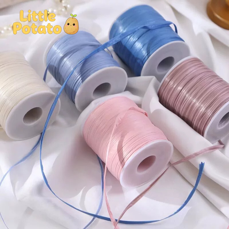 เส้นถักหญ้าลาฟี น้ำหนัก 50 กรัม/ม้วน ยาว 120 เมตร มี 16 สี เหมาะทำหมวกปีกกว้าง กระเป๋า DIY 7GEW