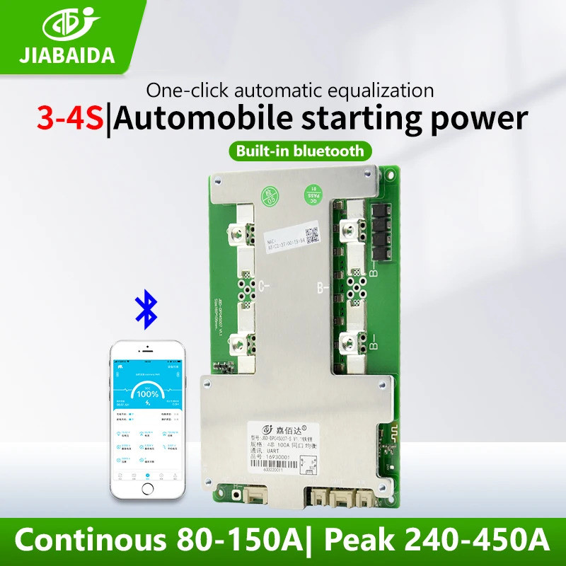 JBD สมาร์ท BMS 4S 12V Lifepo4 100A 150A 200A JIABAIDA BMS Bluetooth Balance Uart ฟังก์ชั่นความร้อน