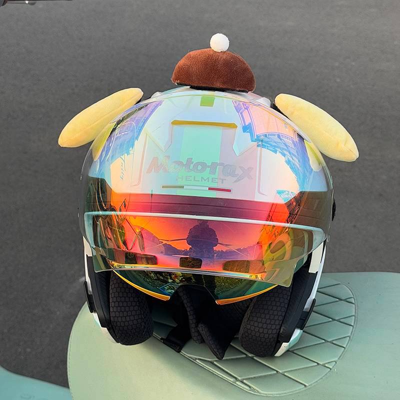 No helmet!! Electric Motorcycle Helmet Decorative Ear Crown Cat Ear Pom Pom Purin Bow Helmet Accesso