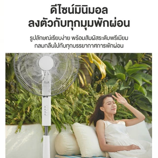 LENODI พัดลมตั้งพื้น 16 นิ้ว 5 ใบพัด กระจายลมมุมกว้าง 75° ซ้าย-ขวา + 33° ขึ้น-ลง ทำงานเงียบ 40.4dB ประหยัดไฟ 55W ใช้