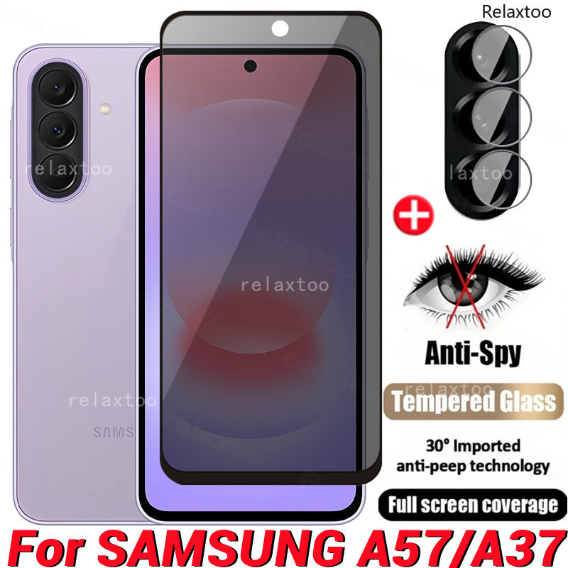 SAMSUNG 2IN1 ความเป็นส่วนตัวหน้าจอปกป้องกระจกโทรศัพท์ฟิล์มสําหรับSamsung Galaxy A57 A37 A27 A17 A07 SamsungA57 A07S 5G 4G 2026 โค้งAnti Spyหน้าจอด้านหน้าป้องกันกระจกนิรภัยฟิล์มโทรศัพท์