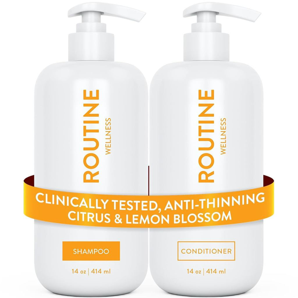 Routine Wellness Anti-Thinning Shampoo and Conditioner Set for Thinning Hair - Biotin DHT Blocker Wo