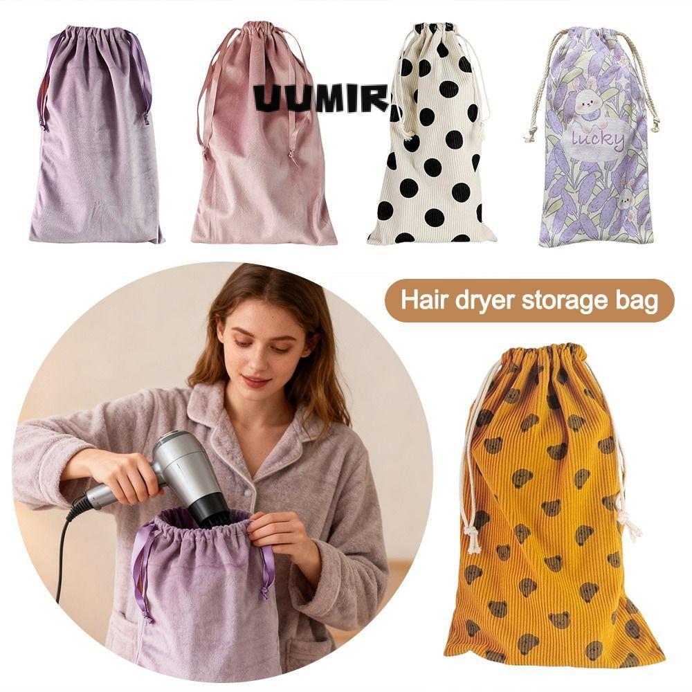 UUMIR Hairdryer Bag, Canvas Drawstring Hair Dryer Storage Bag, Portable Washable Large Capacity Cartoon Rabbit Hair Dryer Dust Bag for Lefen for Hair Dryer