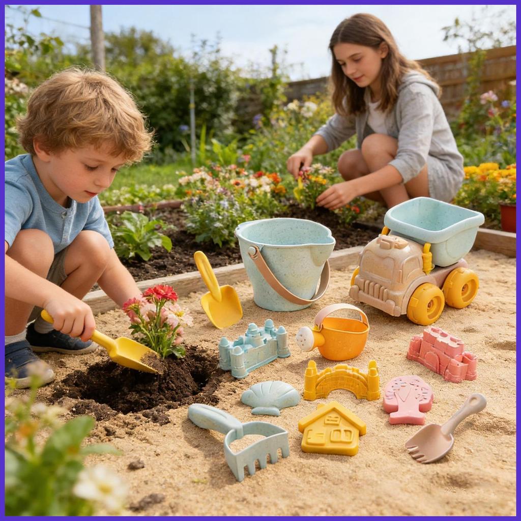 Sandbox ของเล่นตลกแบบพกพา Playset พร้อมพลั่วถังเด็กปราสาทอาคารชุด Sandbox ของเล่นสําหรับ Backyard sa