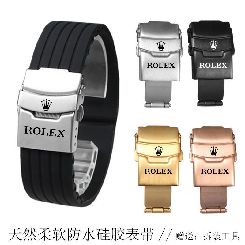 4/10✈เหมาะสําหรับ Rolex Yacht Daytona GMT Log Rolex Black Water Ghost สายซิลิโคน 18/20/21/22 มม.