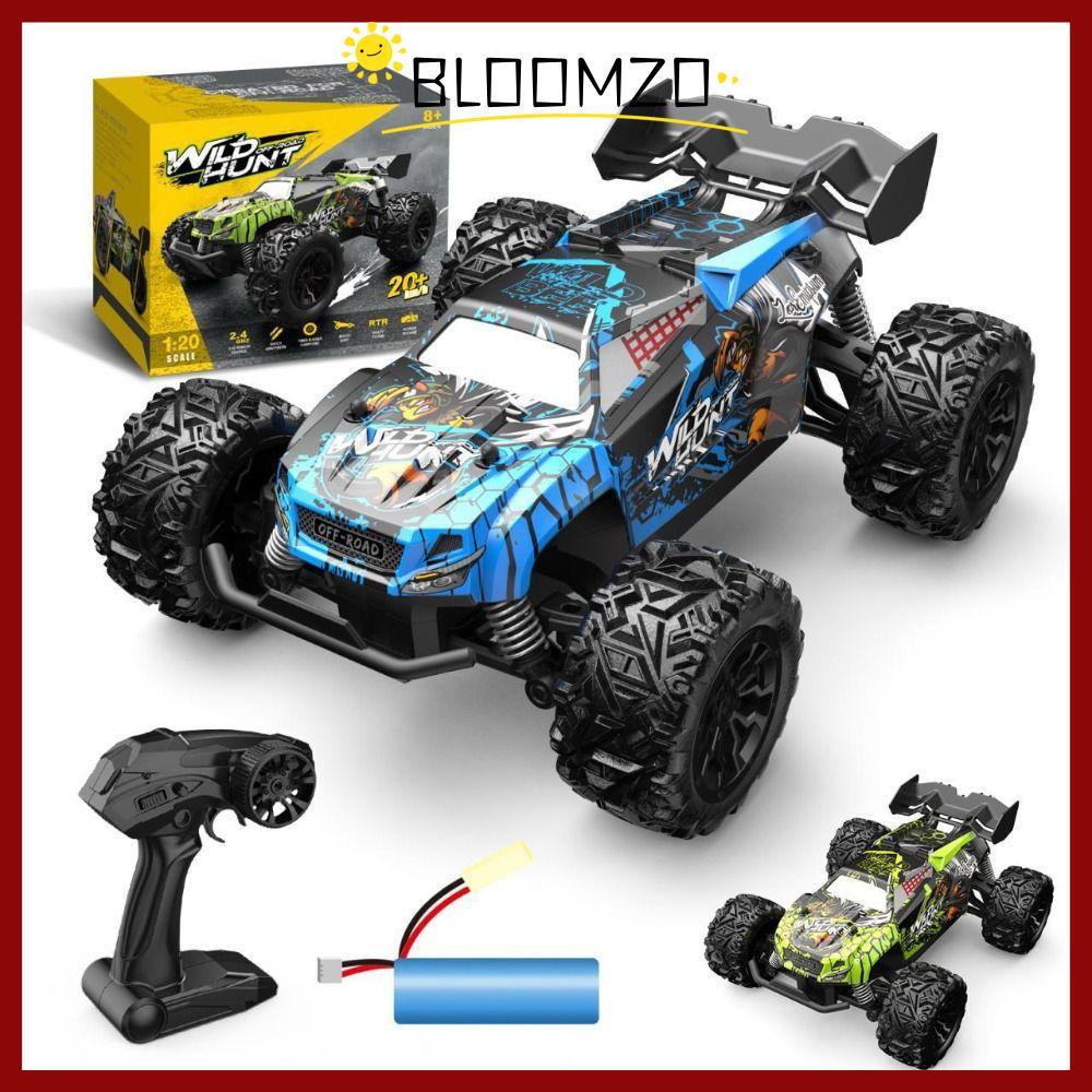 BLOOMZO 2.4G รถ RC, 2.4G โลหะผสมพลาสติกรีโมทคอนโทรลรถแข่ง, 20 กม./ชม.ไฟฟ้าสีฟ้าสีเขียว Rock Crawler ของเล่นของขวัญ