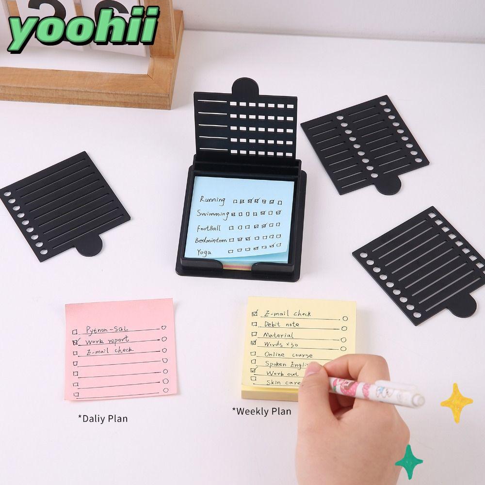 YOOHII Sticky Note Stencil, Sticky Note Storage Tools Note Box Sticky Note Holder Set, Line Drawing 