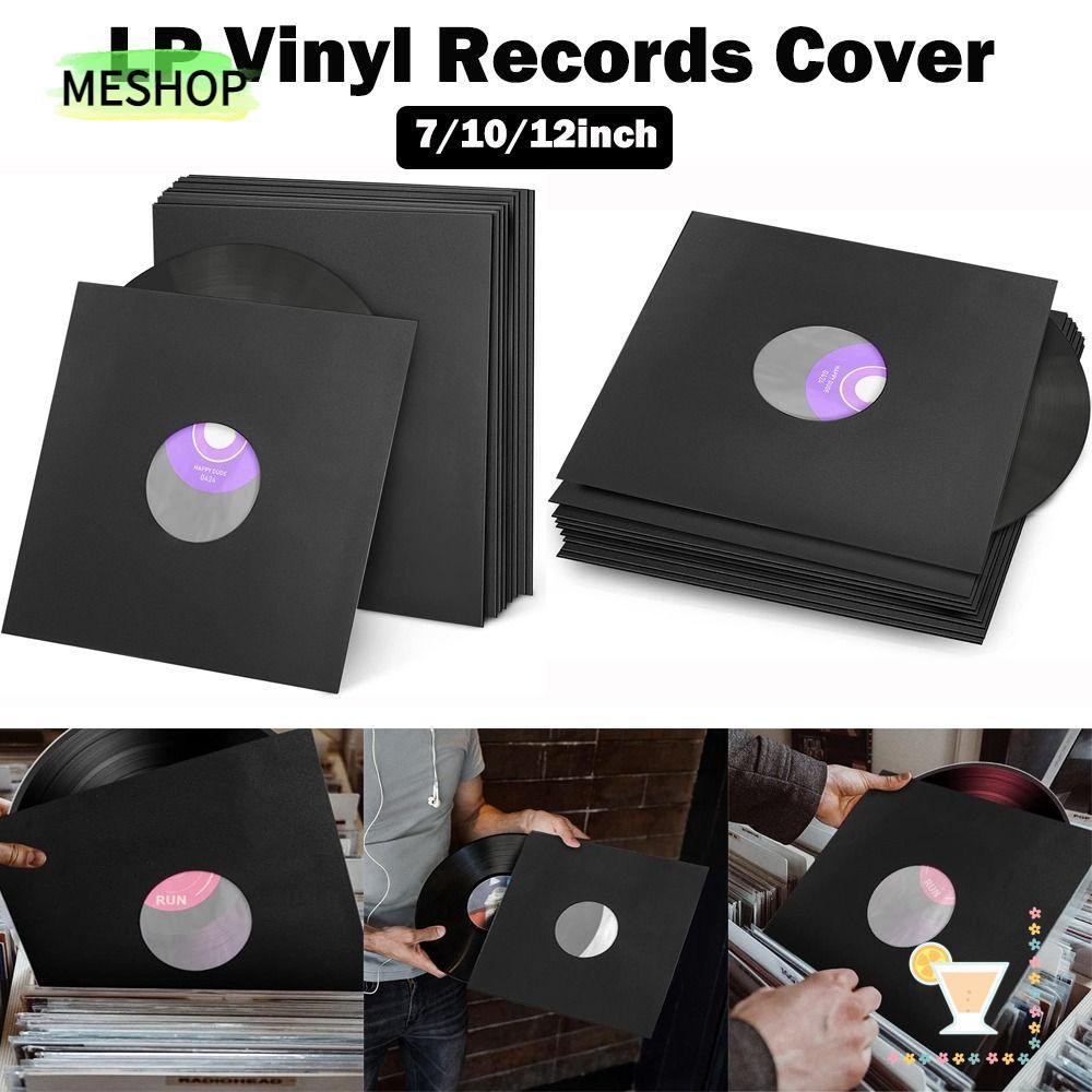 MESHOPTH LP Record Cover, Black White 7/10/12inch Vinyl Records Sleeve, Paper & Poly Lined Record Pr