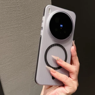 Sunyi Anti-Slip เคสโทรศัพท์แม่เหล็กสําหรับ VIVO X200 X300 S Pro Ultra Skin-Friendly Touch Anti-Fingerprint Anti-สีเหลืองโลหะด้านข้างปุ่ม