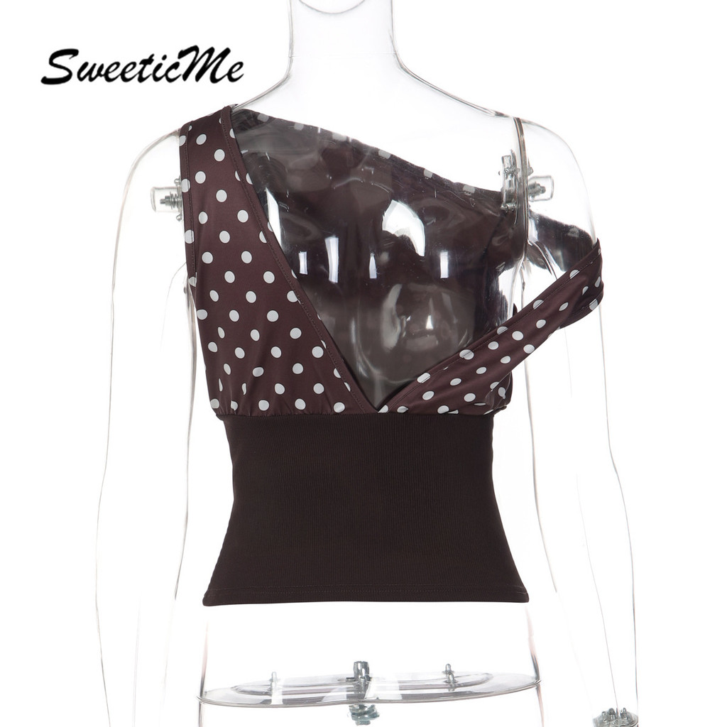 เสื้อสตรี SweeticMe แบบสายเดี่ยวลายจุด สไตล์เซ็กซี่และแฟชั่นใหม่ — صورة 8